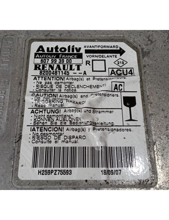 Módulo Airbag Grand Scenic 2008 - 2012 / 8200481145  	 