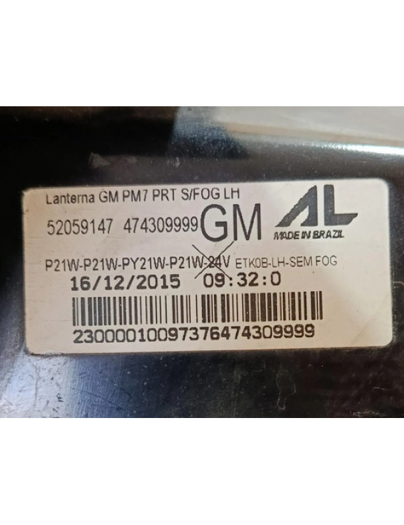 Lanterna Esquerda Spin 2013 - 2019 Detalhe Esquerdo/motorista Vermelho