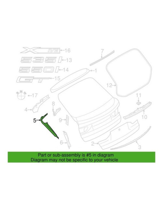 Moldura Tampa Traseira Ld Esquerdo Bmw 535 550 2012