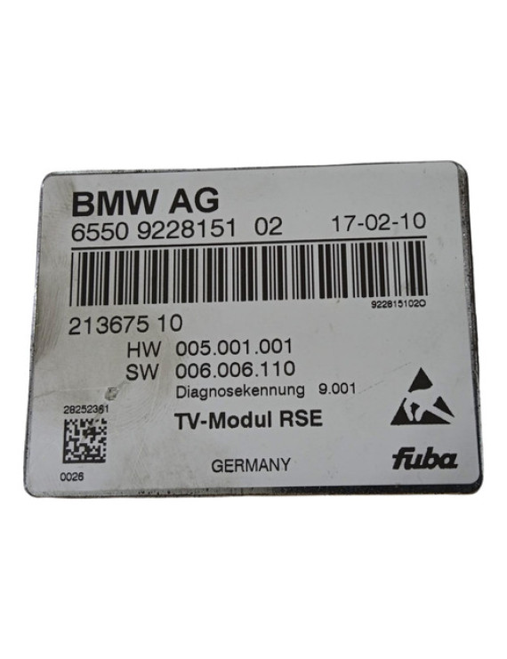 Módulo Controle Vídeo Bmw X5 550 750i 2012 / 922815102
