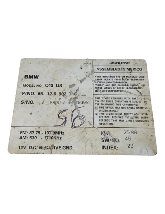 Rádio Bmw M3 323i 325i E36 2001