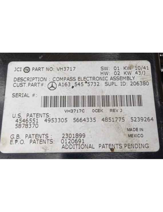 Módulo De Controle Bussola Mercedes Ml350 2003 A1635455732