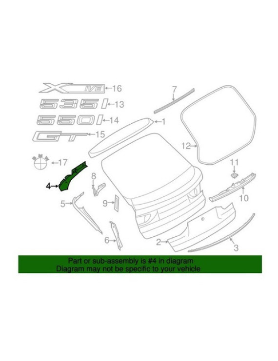 Guarnição Superior Direita Porta Malas Bmw 535 550 2012