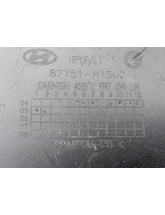 Friso Porta Dianteira Esquerda Terracan 2001 - 2007 Preto