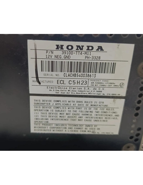 Rádio Cd Player Honda Civic 2012 2013 2014 2015 2016