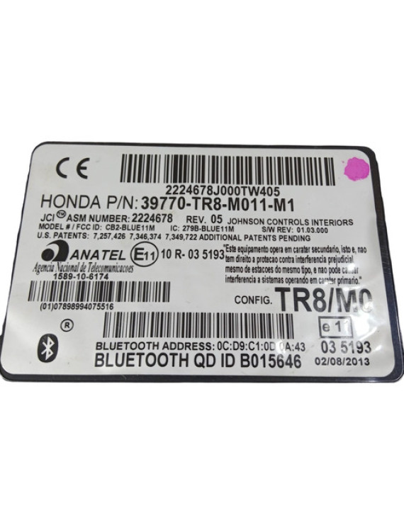 Módulo Bluetooth Civic 2012 - 2016 / 39770tr8m011m1