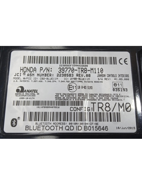 Módulo Central Bluetooth Civic 2012 - 2016 / 39770tr8m110