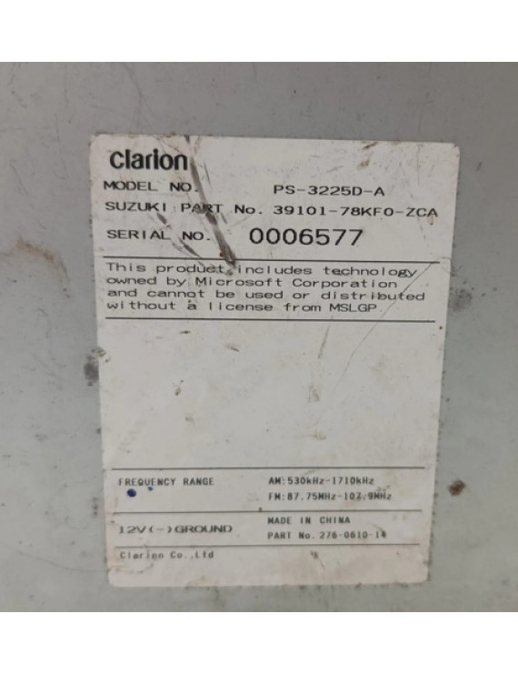 Rádio Cd Player Grand Vitara 2009 - 2013