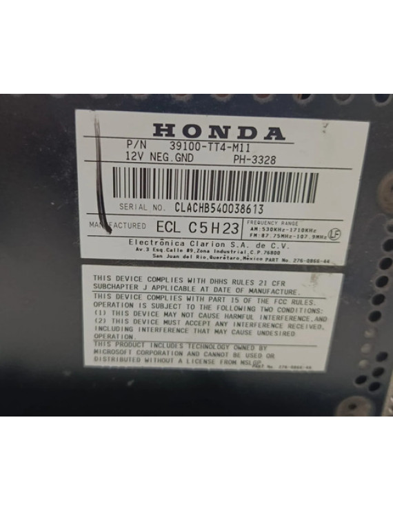 Rádio Cd Player Honda Civic 2012 2013 2014 2015 2016