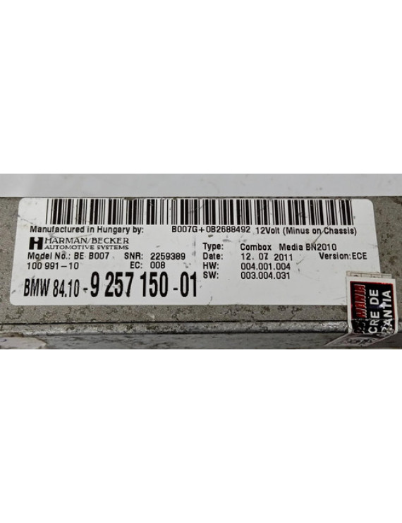 Módulo Bluetooth Bmw 320i F30 2013 - 2016 / 9257150-01