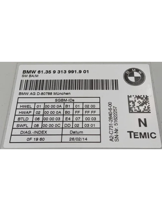 Módulo De Conforto Bmw X3 X4 2015 2016 2017 / 61359313991901