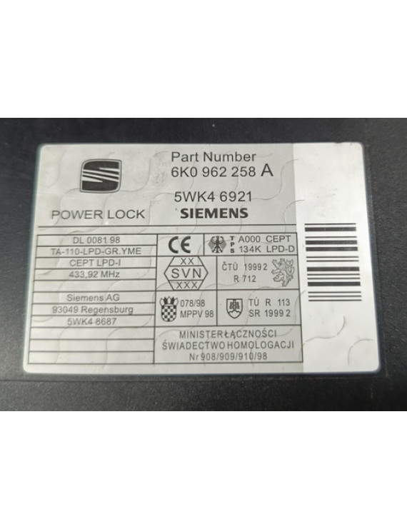 Módulo Conforto Seat Córdoba 1995 - 2000 / 6k0962258a