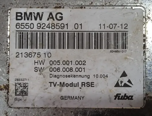 Módulo De Tv Digital Bmw 750i V8 2012 / 9248591   