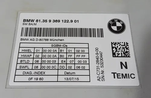 Módulo Banco Bmw X3 X4 2014 - 2018 / 9369122901